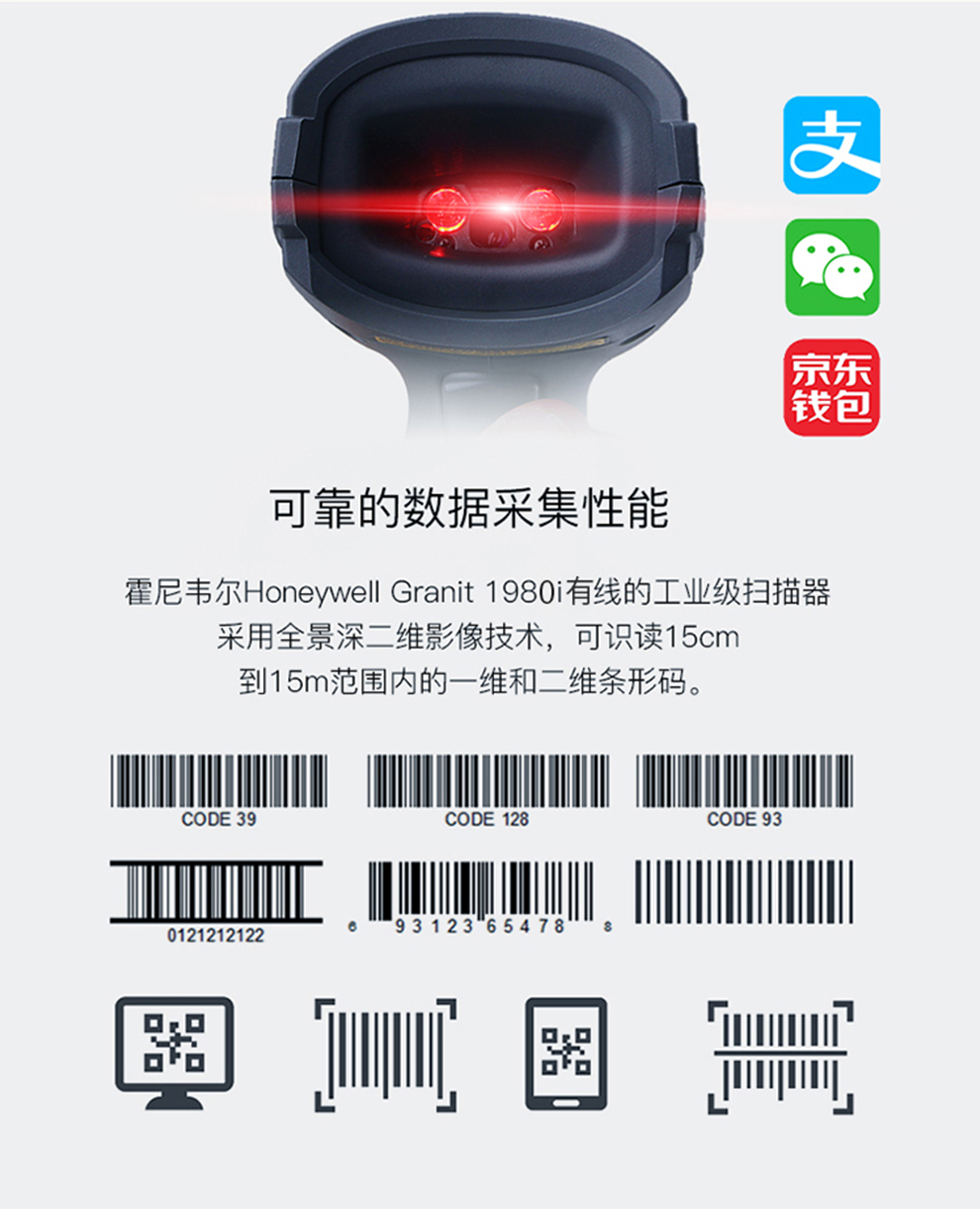 1980i工业级扫描枪拥有靠得住的数据采集职能